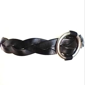 BRAIDED FOSSIL BLACK LEATHER BELT